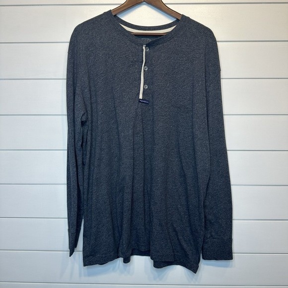 Lauren James Boyfriend Tee XL Gray Blue Henley Long Sleeve Oversized Shirt 2X - Picture 2 of 6